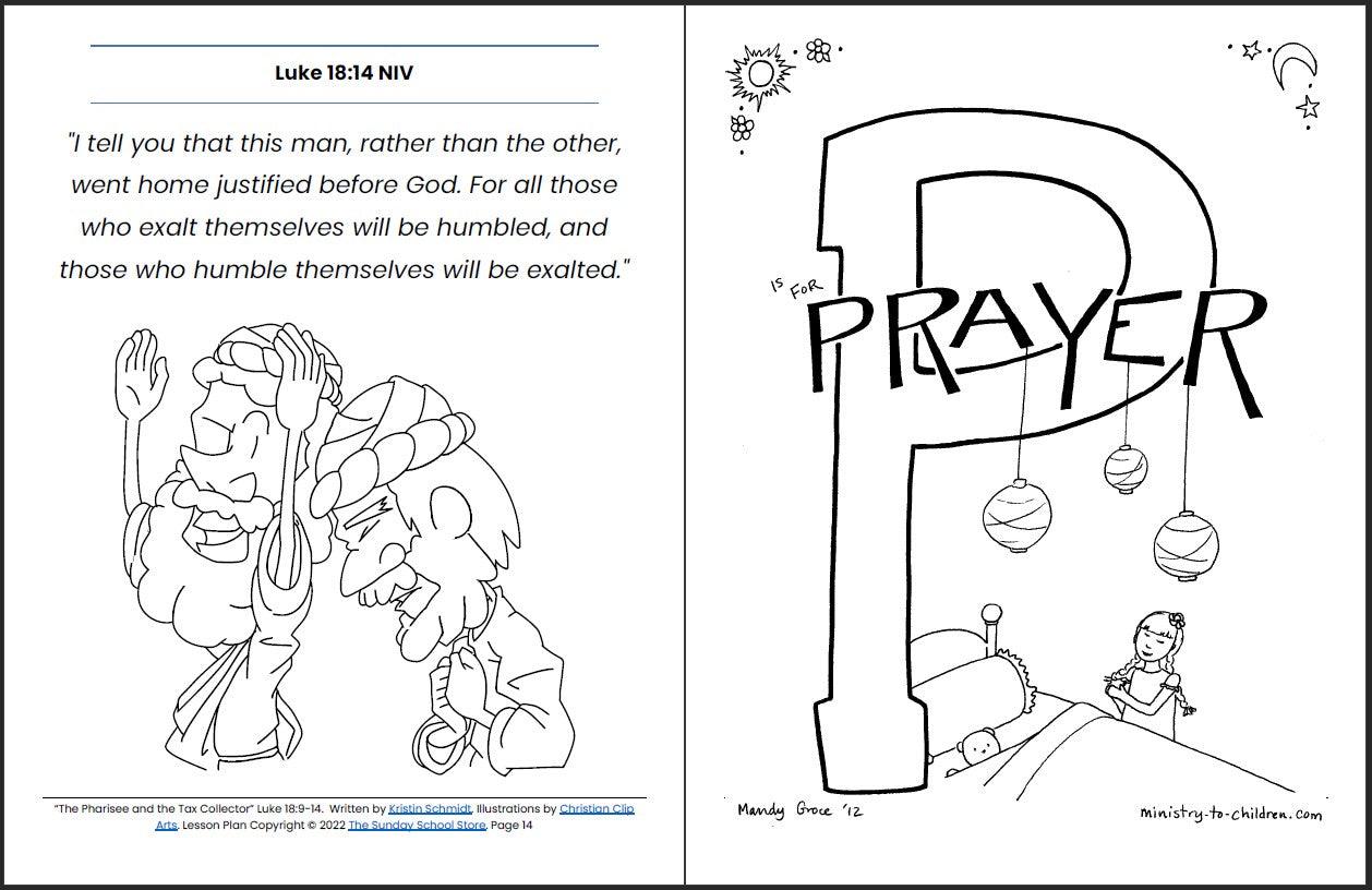 The Pharisee and the Tax Collector (Luke 18:9-14) Printable Bible Lesson & Sunday School Activities - Sunday School Store