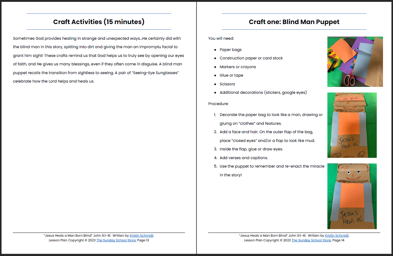 Jesus Heals the Man Born Blind (John 9) Printable Bible Lesson & Sunday School Activities