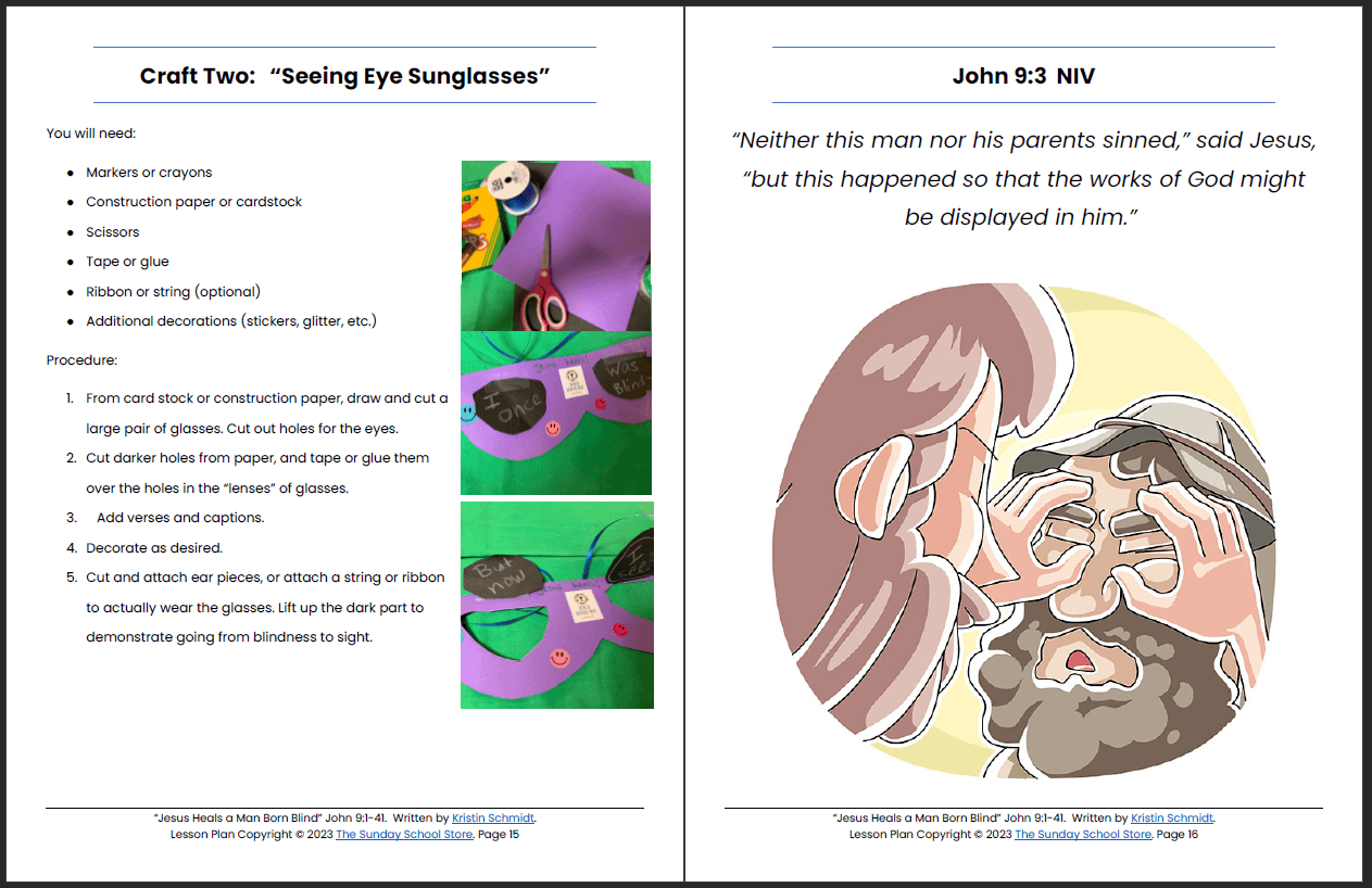 Jesus Heals the Man Born Blind (John 9) Printable Bible Lesson & Sunday School Activities