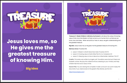 Treasure: 3-Lesson Sunday School Curriculum for Kids