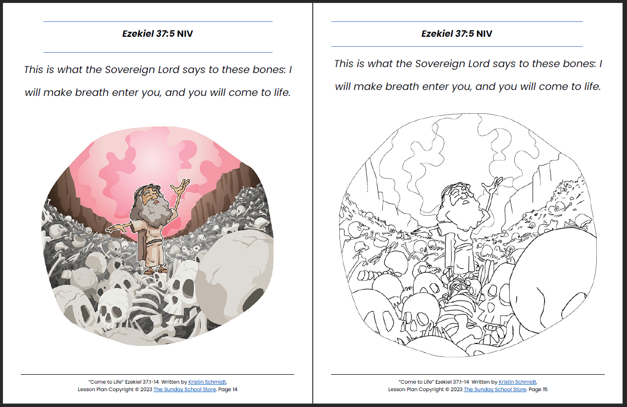 Ezekiel and the Valley of Dry Bones (Ezekiel 37:1-14) Printable Bible Lesson & Sunday School Activities