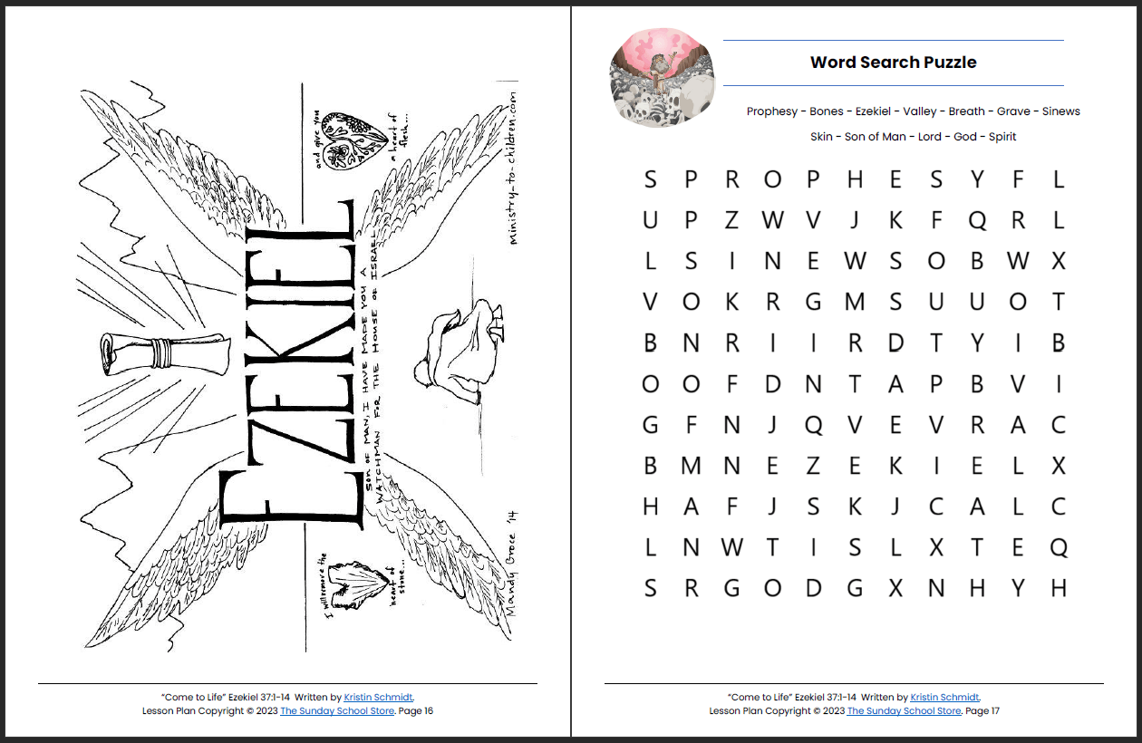 Ezekiel and the Valley of Dry Bones (Ezekiel 37:1-14) Printable Bible Lesson & Sunday School Activities