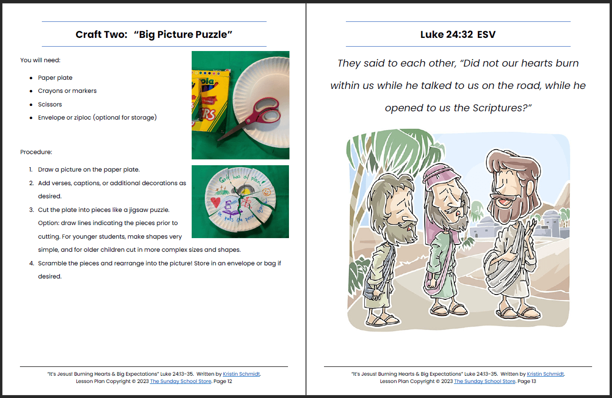 Jesus on the Road to Emmaus (Luke 24:13-35) Printable Bible Lesson & Sunday School Activities