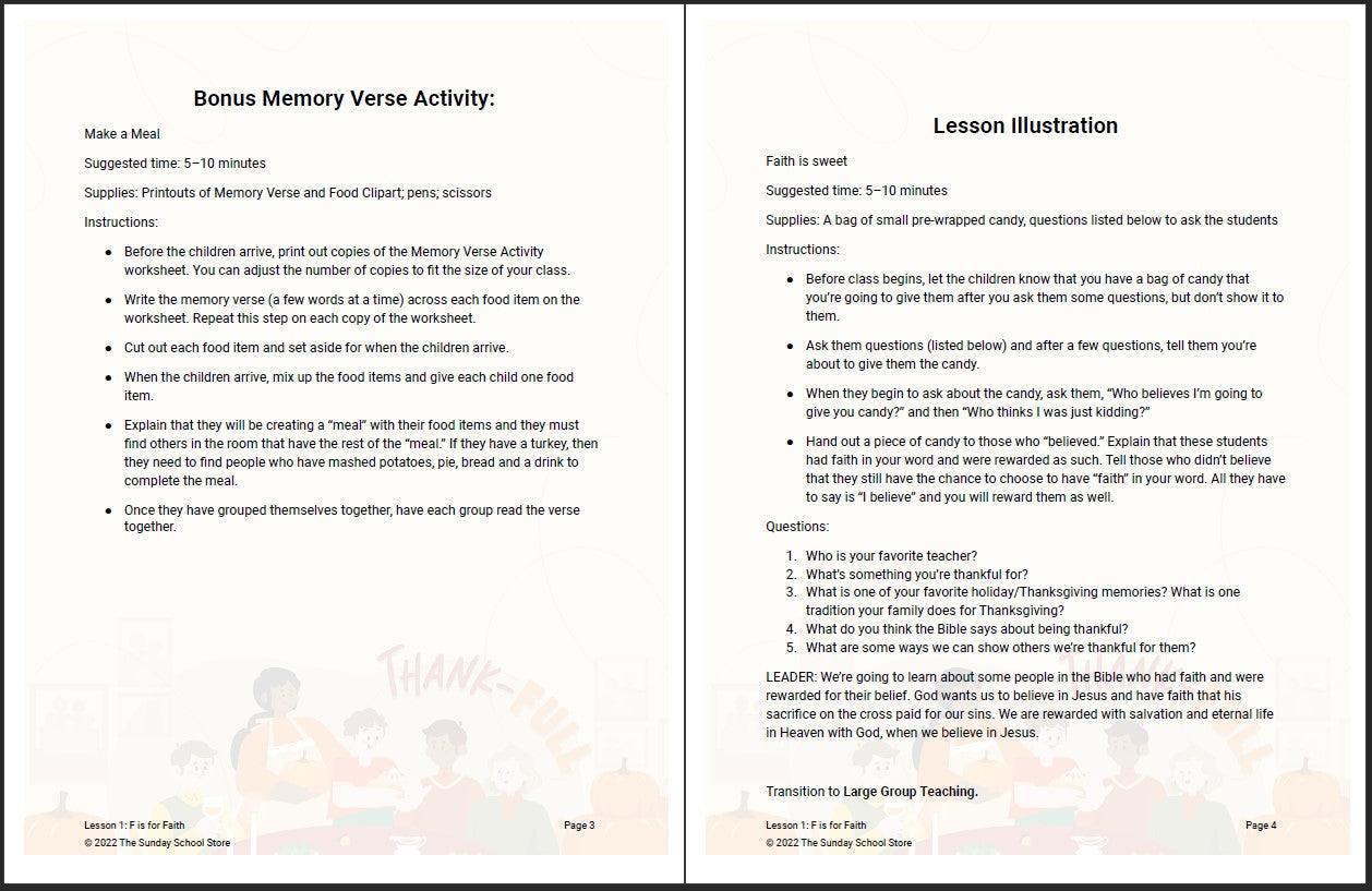 ThankFULL 4-Lesson Thanksgiving Curriculum for Children's Ministry - Sunday School Store