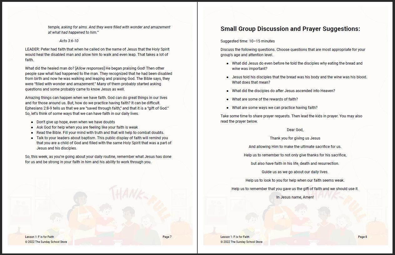 ThankFULL 4-Lesson Thanksgiving Curriculum for Children's Ministry - Sunday School Store