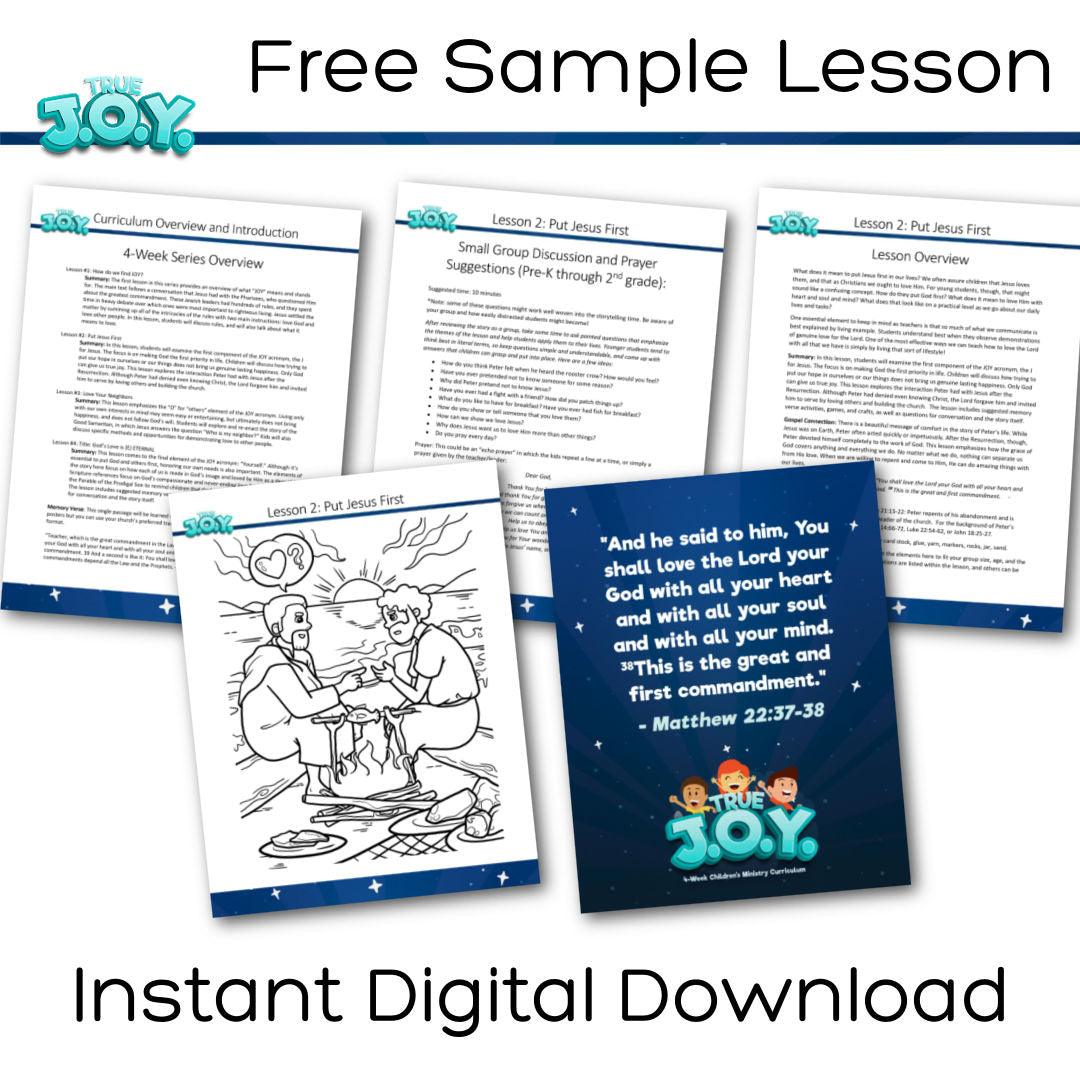True JOY Curriculum: Free Sample Lesson (download only) - Sunday School Store