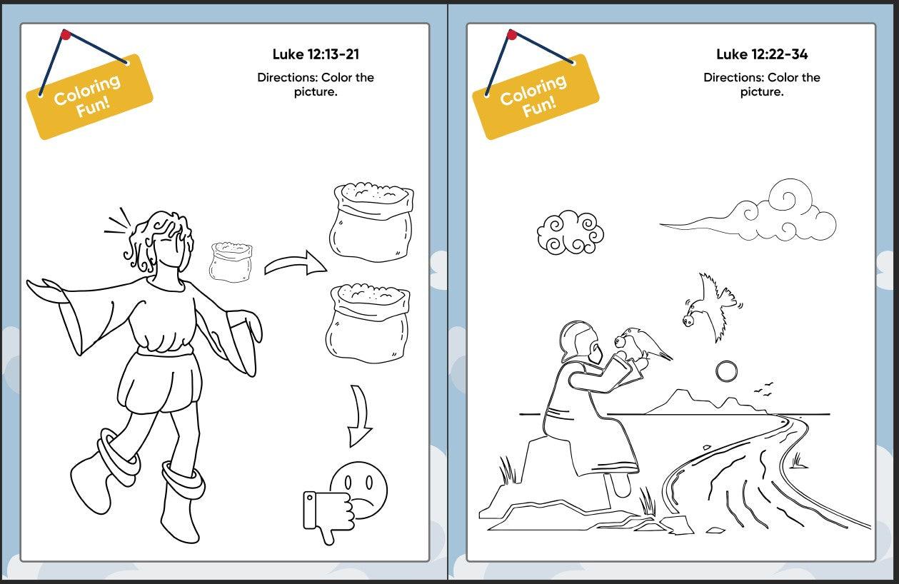 Treasure in Heaven (Luke 12:13-34) Printable Bible Lesson & Sunday School Activities - Sunday School Store