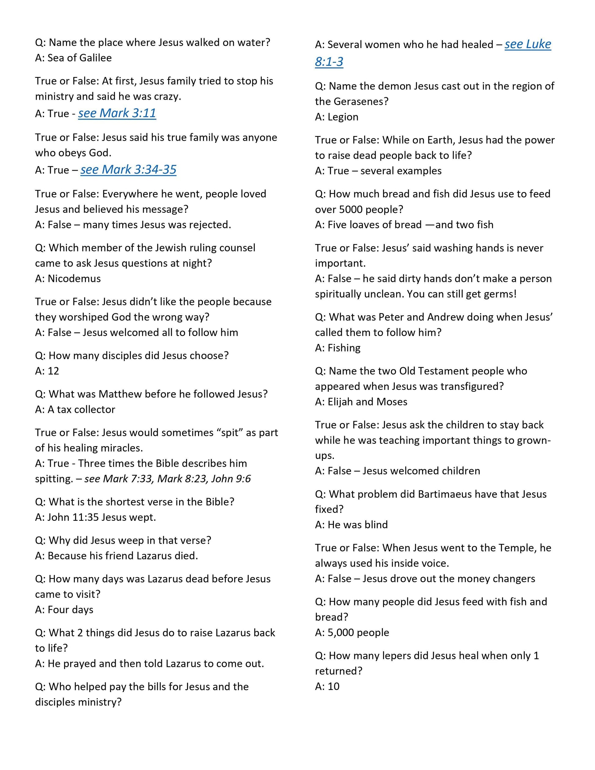 301 Bible Trivia Questions & Answers (free download) - Sunday School Store
