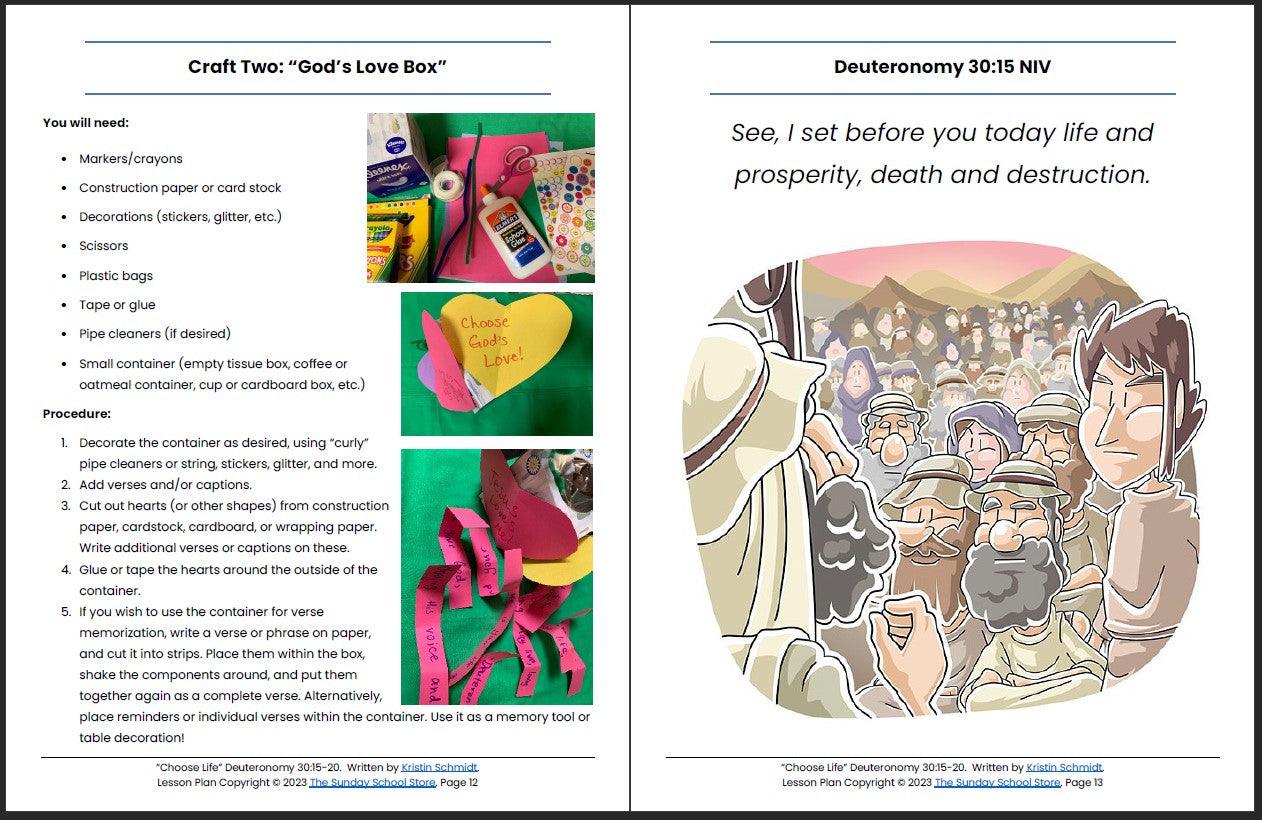 Choose Life (Deuteronomy 30:15-20) Printable Bible Lesson & Sunday School Activities