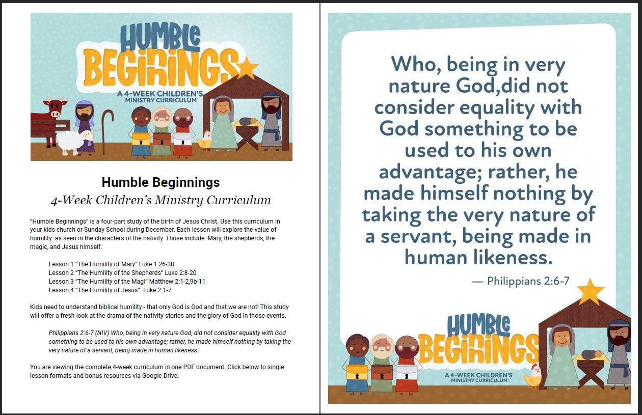 Humble Beginnings: 4-Week Children’s Ministry Curriculum - Sunday School Store