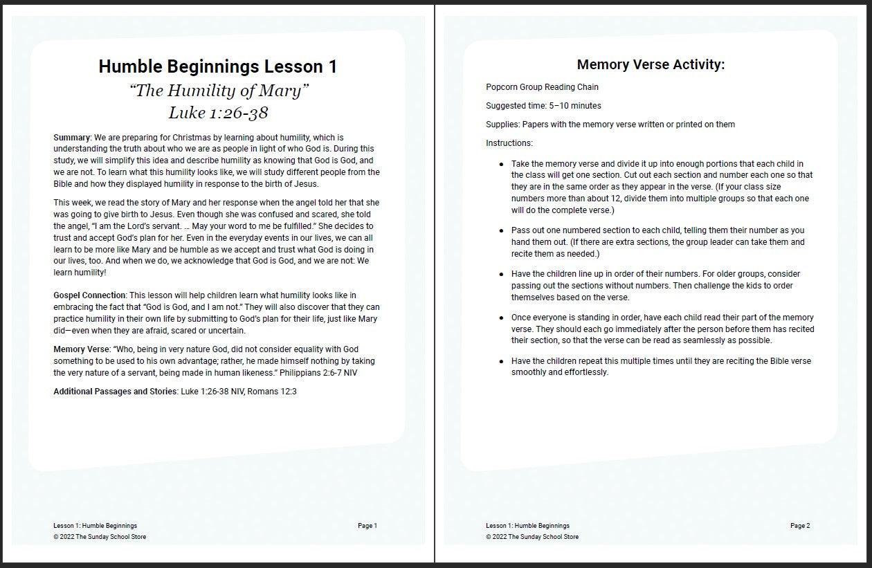 Humble Beginnings: 4-Week Children’s Ministry Curriculum - Sunday School Store