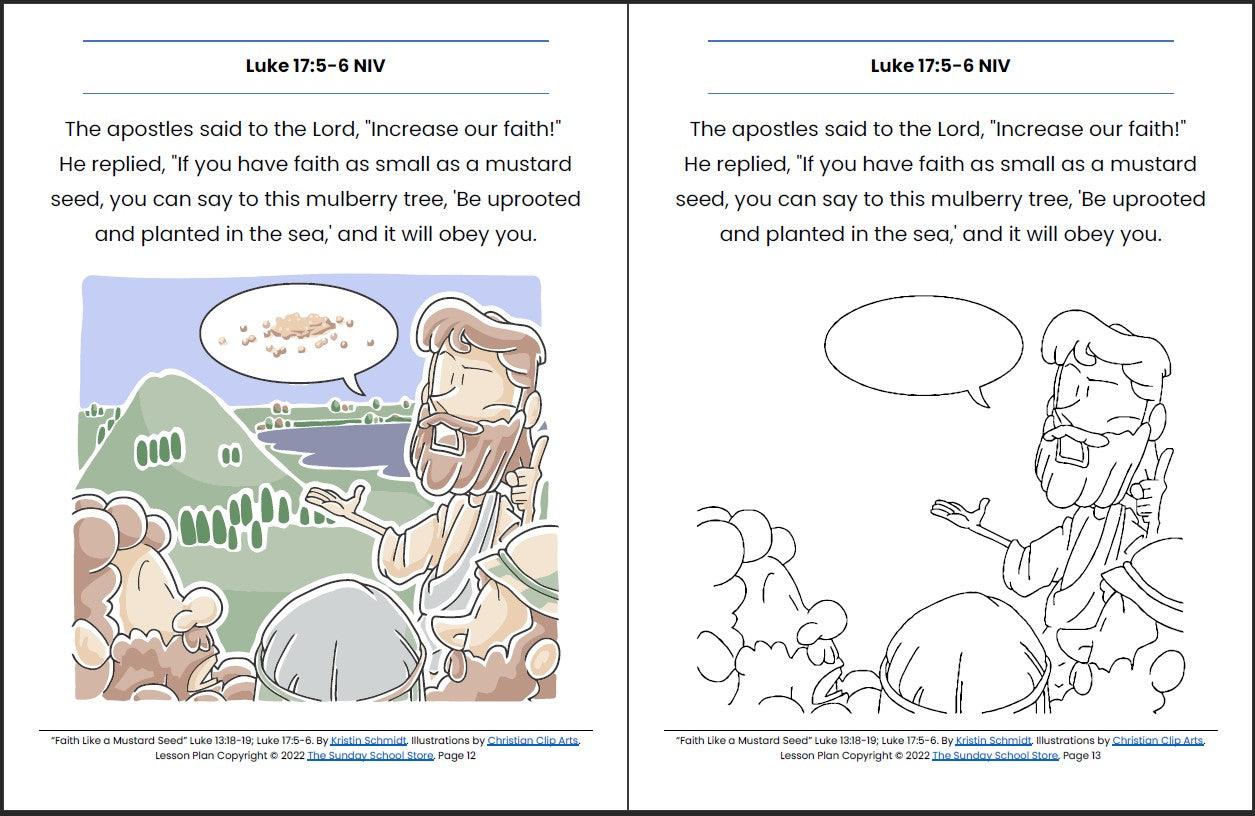 Faith Like a Mustard Seed (Luke 13 & 17) Printable Bible Lesson & Sunday School Activities - Sunday School Store