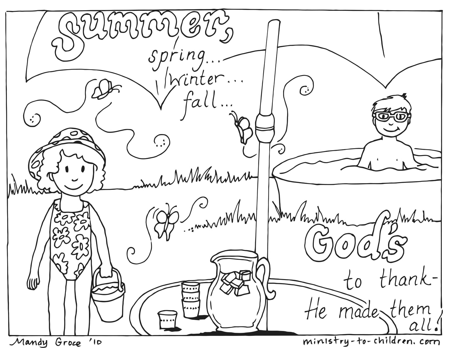 Summer Coloring Pages (FREE) Give God Thanks for Summertime  (download only) - Sunday School Store