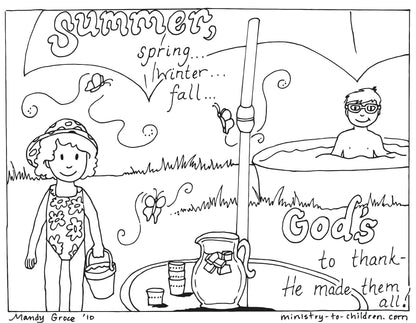 Summer Coloring Pages (FREE) Give God Thanks for Summertime  (download only) - Sunday School Store 