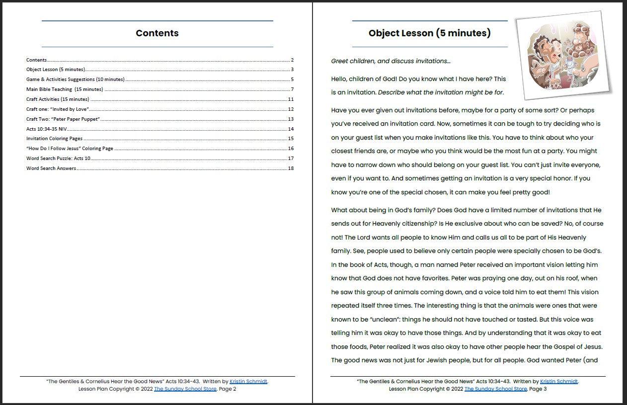The Gentiles & Cornelius Hear the Good News (Acts 10:34-43) Printable Bible Lesson & Sunday School Activities
