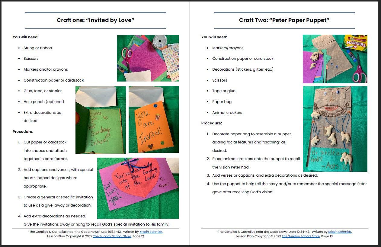 The Gentiles & Cornelius Hear the Good News (Acts 10:34-43) Printable Bible Lesson & Sunday School Activities