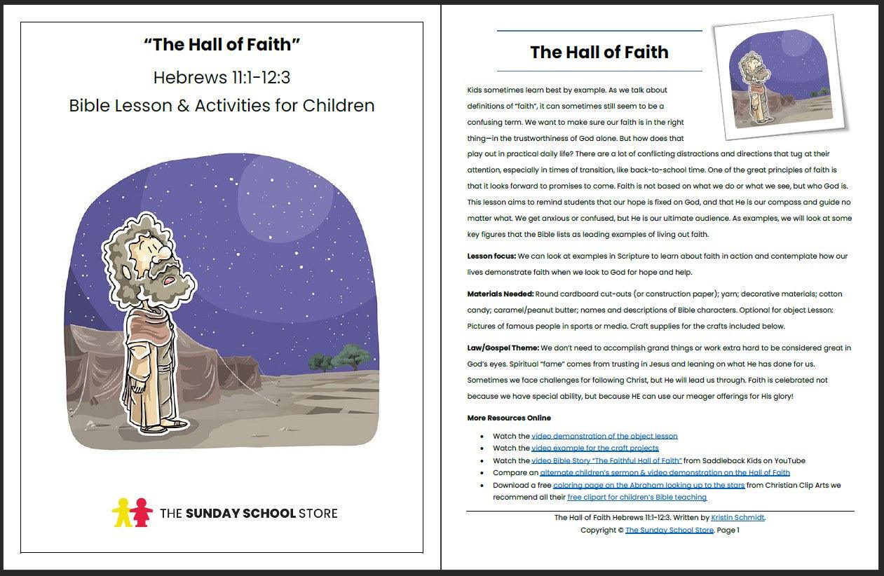 The Hall of Faith (Hebrews 11:1-12:3) Printable Bible Lesson & Sunday School Activities - Sunday School Store