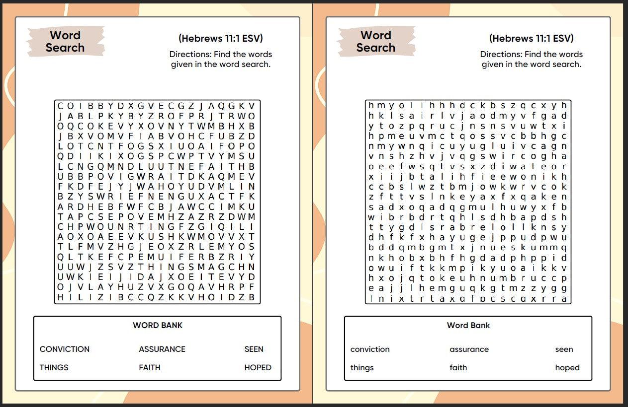 The Hall of Faith (Hebrews 11:1-12:3) Printable Bible Lesson & Sunday School Activities - Sunday School Store