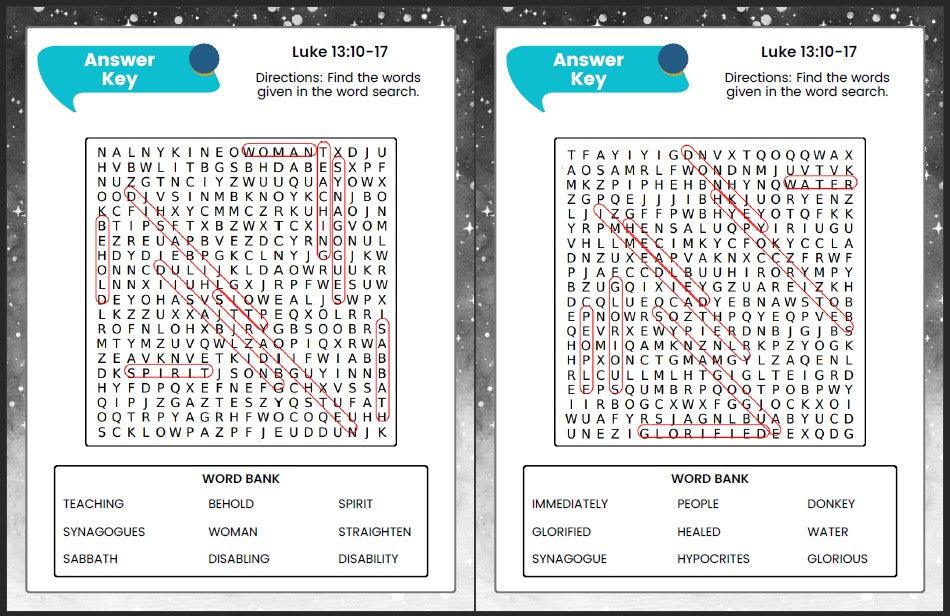 Jesus Heals on the Sabbath (Luke 13:10-17) Printable Bible Lesson & Sunday School Activities - Sunday School Store