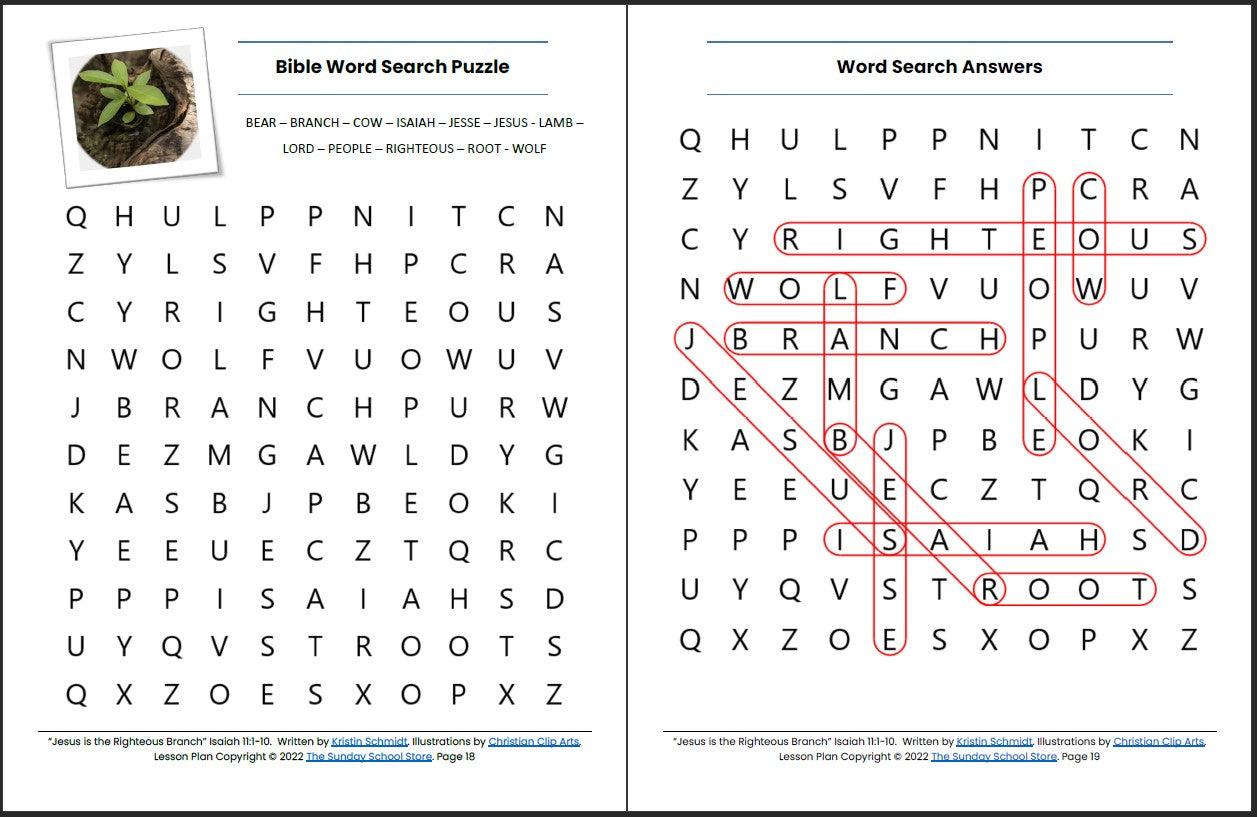 Jesus is the Righteous Branch (Isaiah 11:1-10) Printable Bible Lesson & Sunday School Activities - Sunday School Store