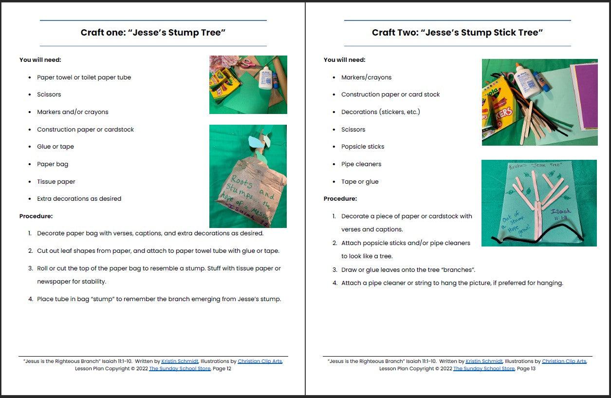 Jesus is the Righteous Branch (Isaiah 11:1-10) Printable Bible Lesson & Sunday School Activities - Sunday School Store