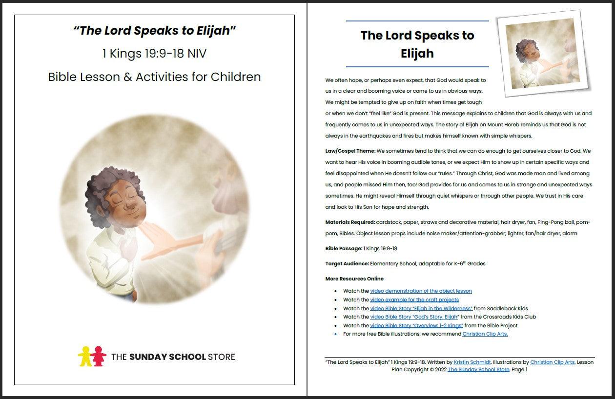 The Lord Speaks to Elijah (1 Kings 19:9-18) Printable Bible Lesson & Sunday School Activities - Sunday School Store