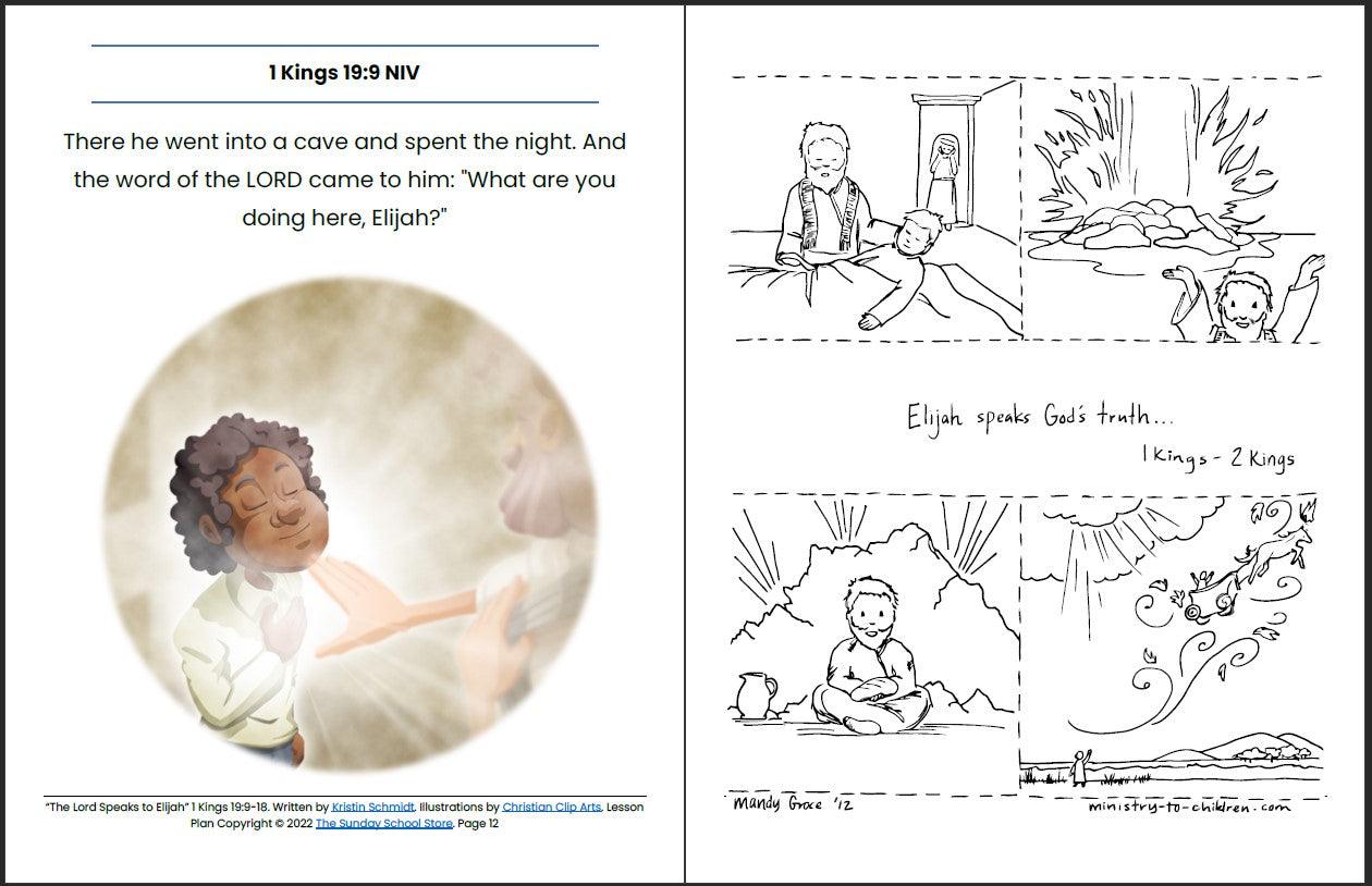 The Lord Speaks to Elijah (1 Kings 19:9-18) Printable Bible Lesson & Sunday School Activities - Sunday School Store