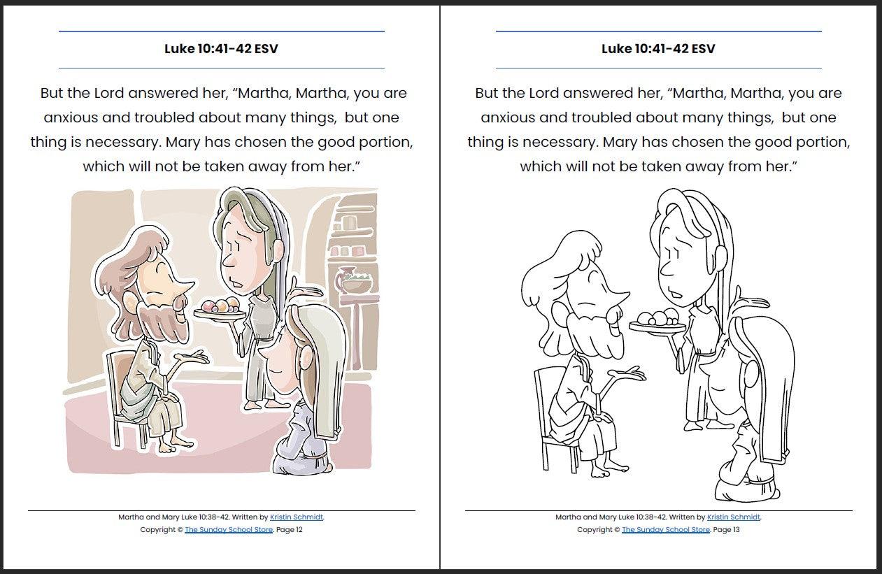 Martha and Mary (Luke 10:38-42) Printable Bible Lesson & Sunday School Activities - Sunday School Store