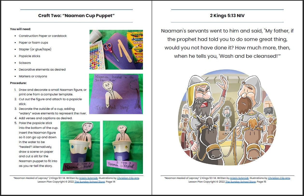 Naaman Healed (2 Kings 5:1-14) Printable Bible Lesson & Sunday School Activities - Sunday School Store