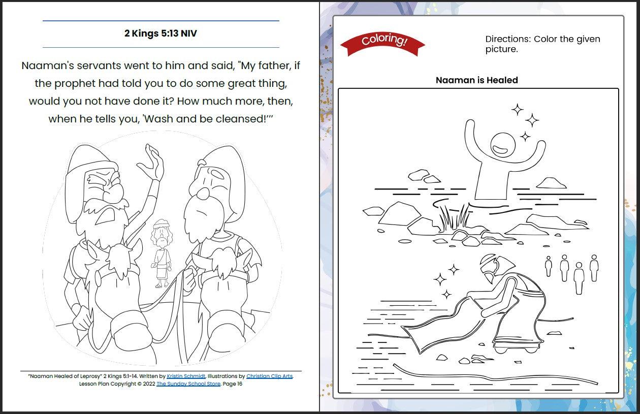 Naaman Healed (2 Kings 5:1-14) Printable Bible Lesson & Sunday School Activities - Sunday School Store