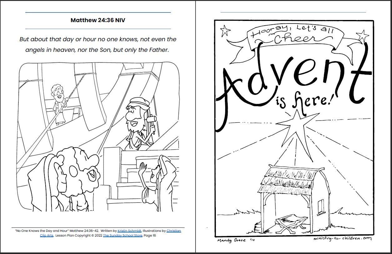 No One Knows the Day and Hour (Matthew 24:36-42) Printable Advent Bible Lesson & Sunday School Activities - Sunday School Store