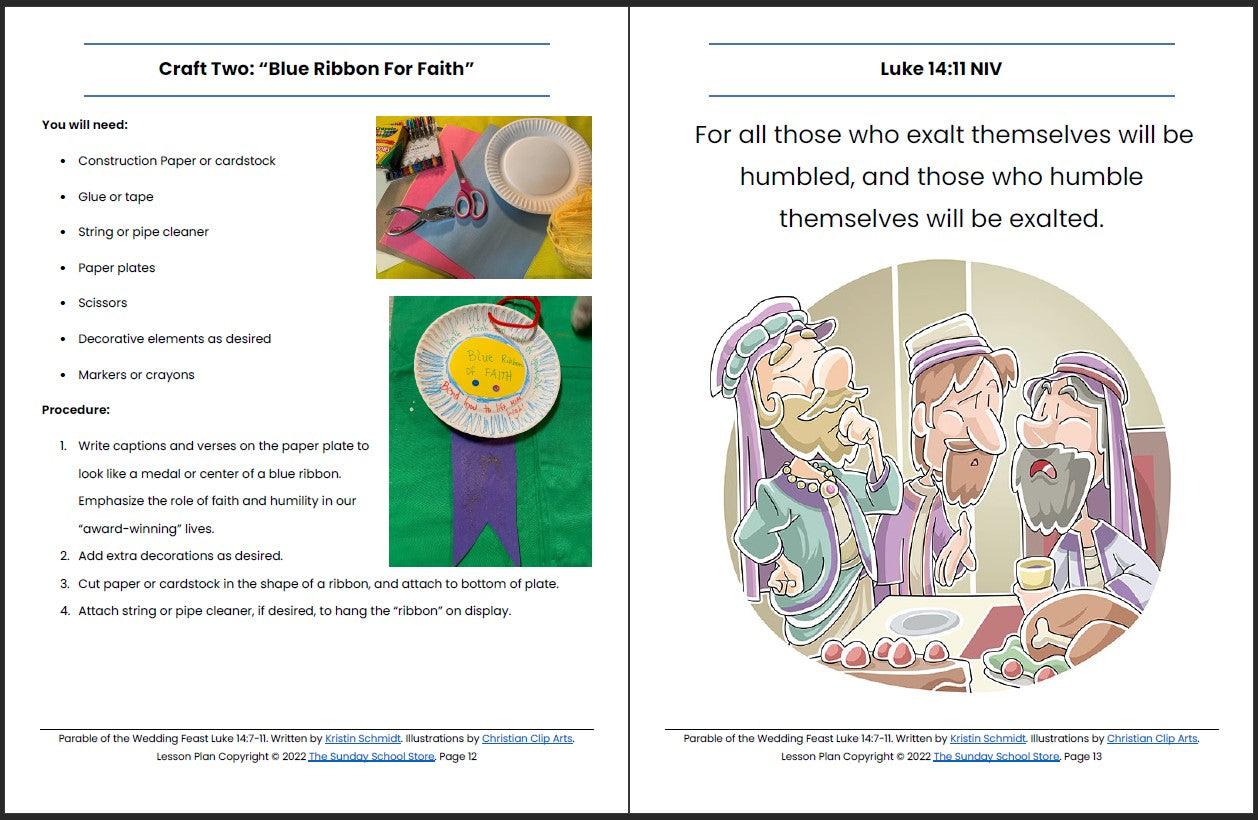 Parable of the Wedding Feast (Luke 14:7-11) Printable Bible Lesson & Sunday School Activities - Sunday School Store