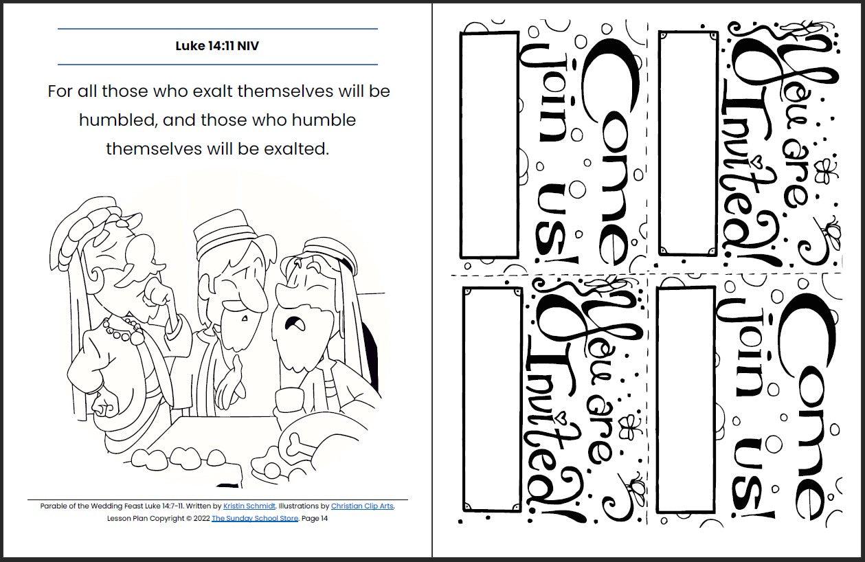 Parable of the Wedding Feast (Luke 14:7-11) Printable Bible Lesson & Sunday School Activities - Sunday School Store