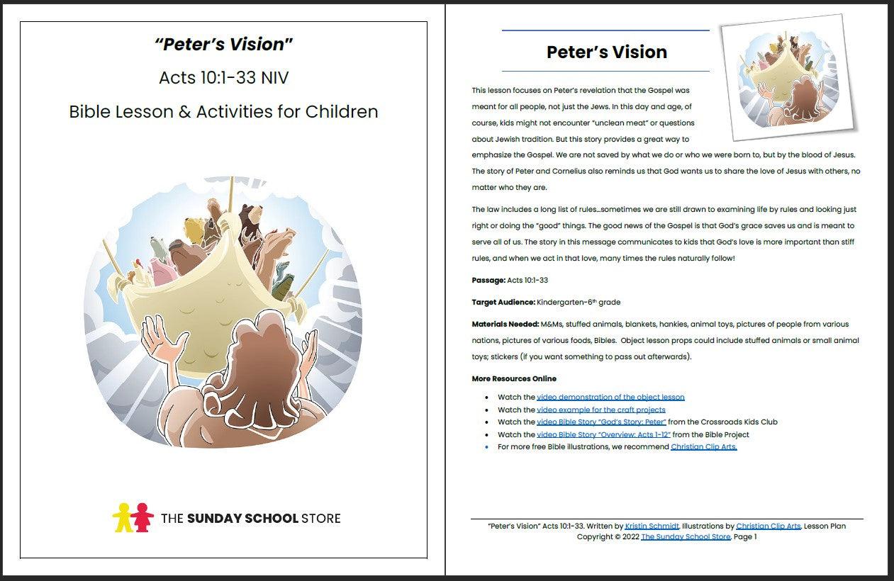 Peter's Vision (Acts 10:1-33) Printable Bible Lesson & Sunday School Activities - Sunday School Store