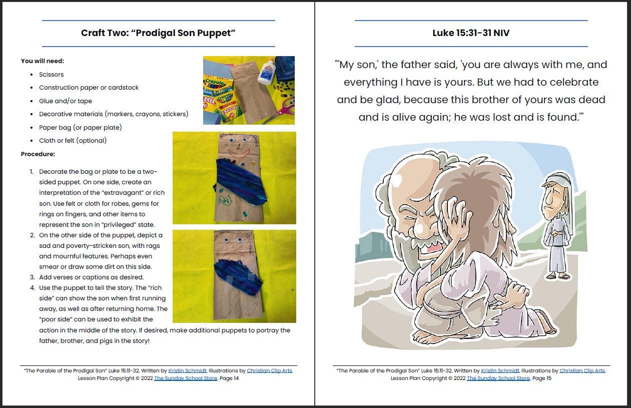 The Parable of the Prodigal Son (Luke 15:11-32) Printable Bible Lesson & Sunday School Activities - Sunday School Store