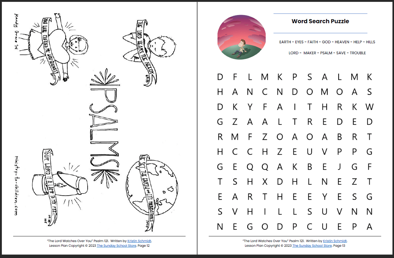 The Lord Watches Over You (Psalm 121) Printable Bible Lesson & Sunday School Activities