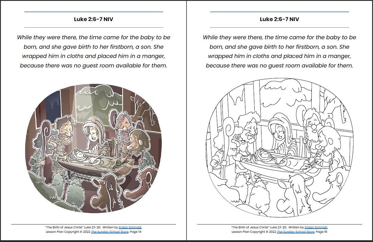 The Birth of Jesus Christ (Luke 2:1-20) Printable Christmas Bible Lesson & Sunday School Activities