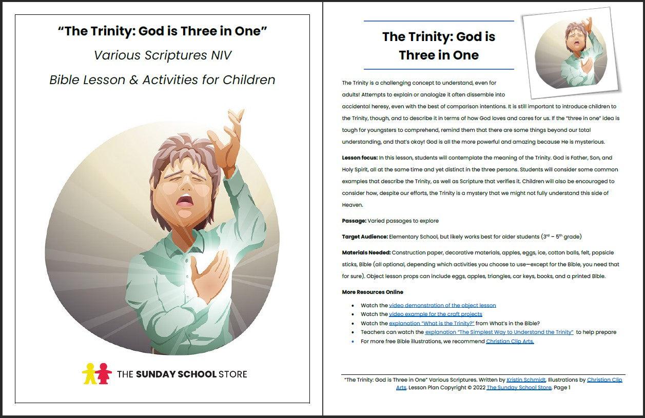 The Trinity: God is Three in One. Printable Bible Lesson & Sunday School Activities - Sunday School Store