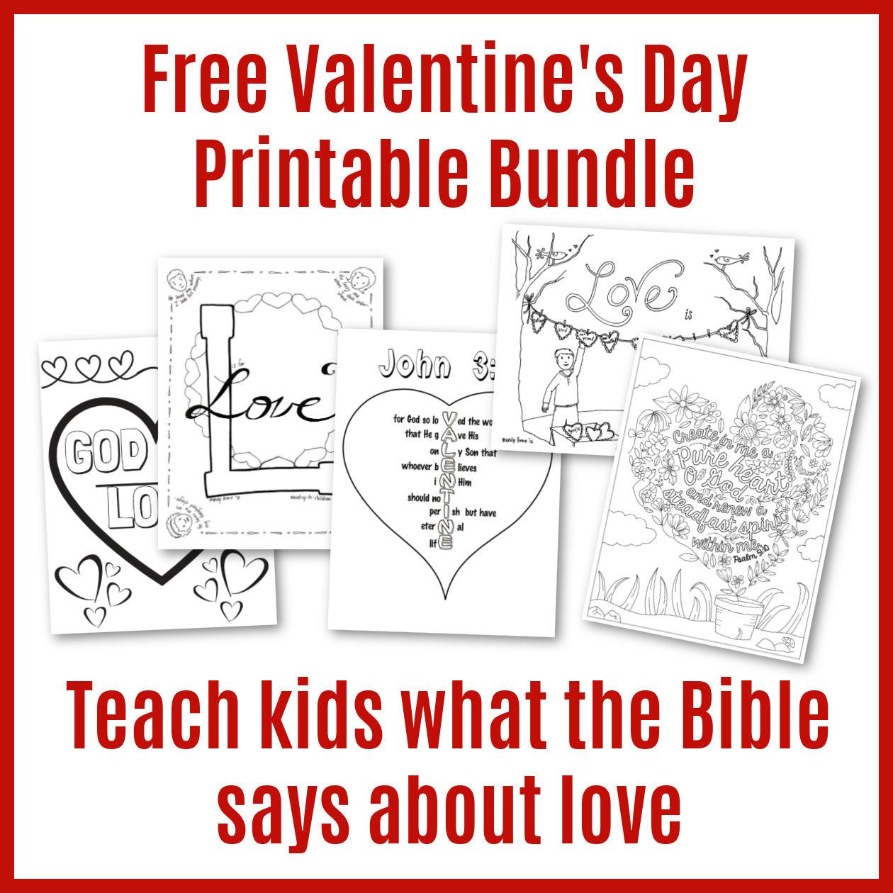 Valentine's Day Printable Bundle (free download) Coloring and Lesson Activities - Sunday School Store