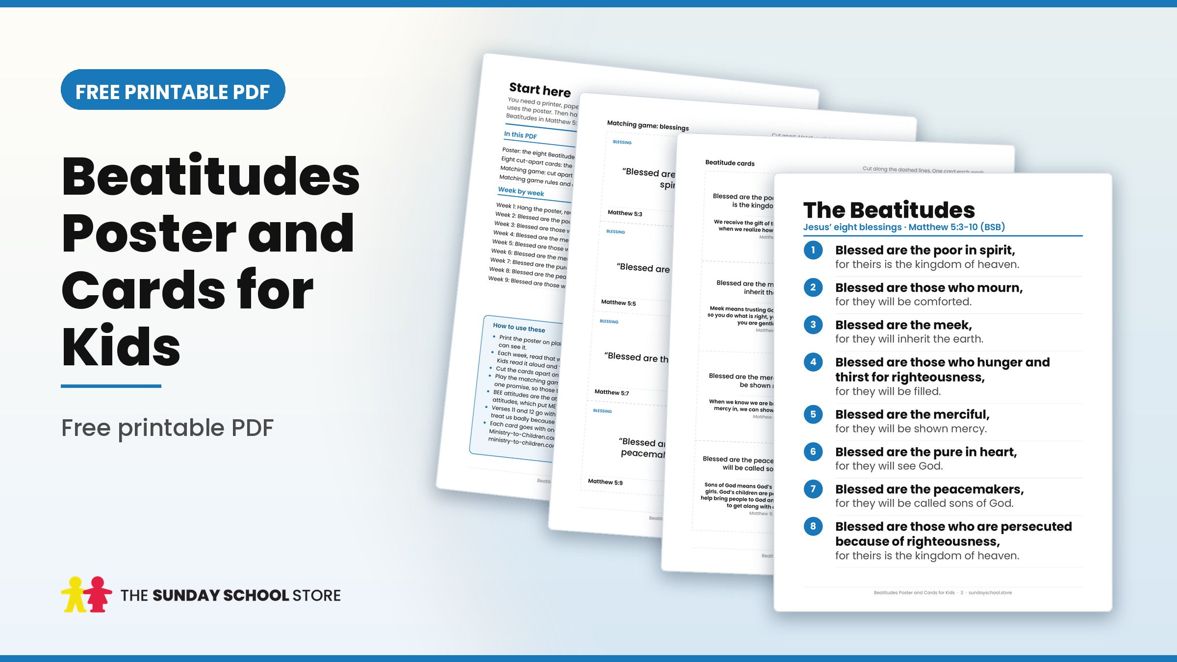Beatitudes Poster and Cards for Kids, Free Printable – Sunday School Store
