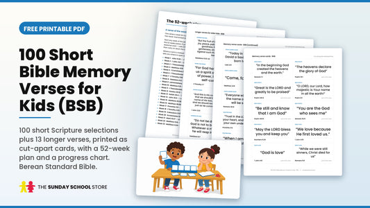 100 Short Bible Memory Verses for Kids, Berean Standard Bible - free printable cut-apart cards