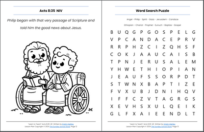 Philip and the Ethiopian (Acts 8:26-40) Kids' Bible Lesson & Sunday School Activities PDF
