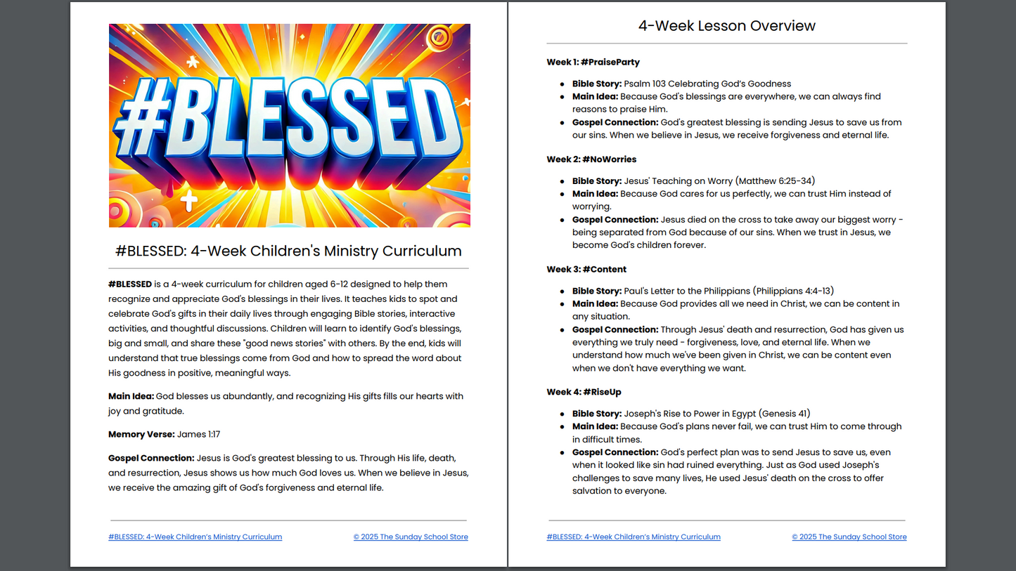 NEW 2025 #BLESSED 4-Week Children's Ministry Curriculum