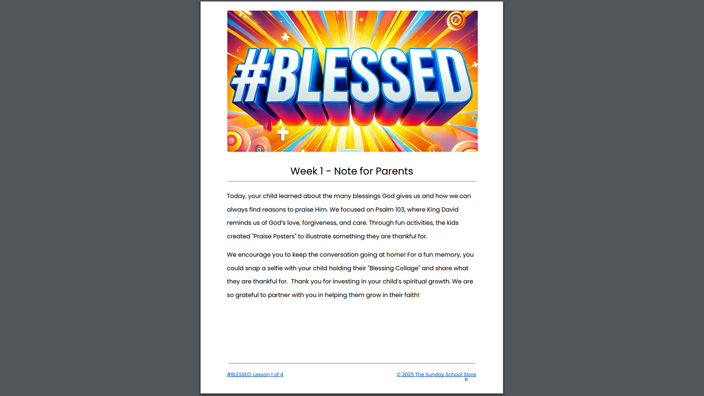 NEW 2025 #BLESSED 4-Week Children's Ministry Curriculum