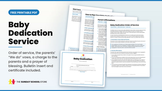 Baby dedication service free printable PDF: order of service, parent affirmations, prayer of blessing and certificate