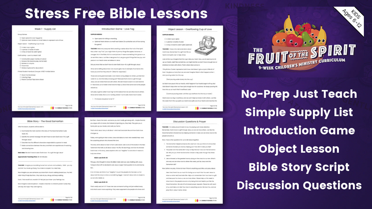 New 2025 "The Fruit of the Spirit" 9-Lesson Sunday School Curriculum