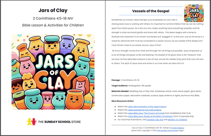 Jars of Clay (2 Corinthians 4:5-18) Sunday School Lesson & Activities for Kids PDF