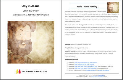 Joy in Jesus (John 15:9-17) Kids' Bible Lesson & Sunday School Activities PDF