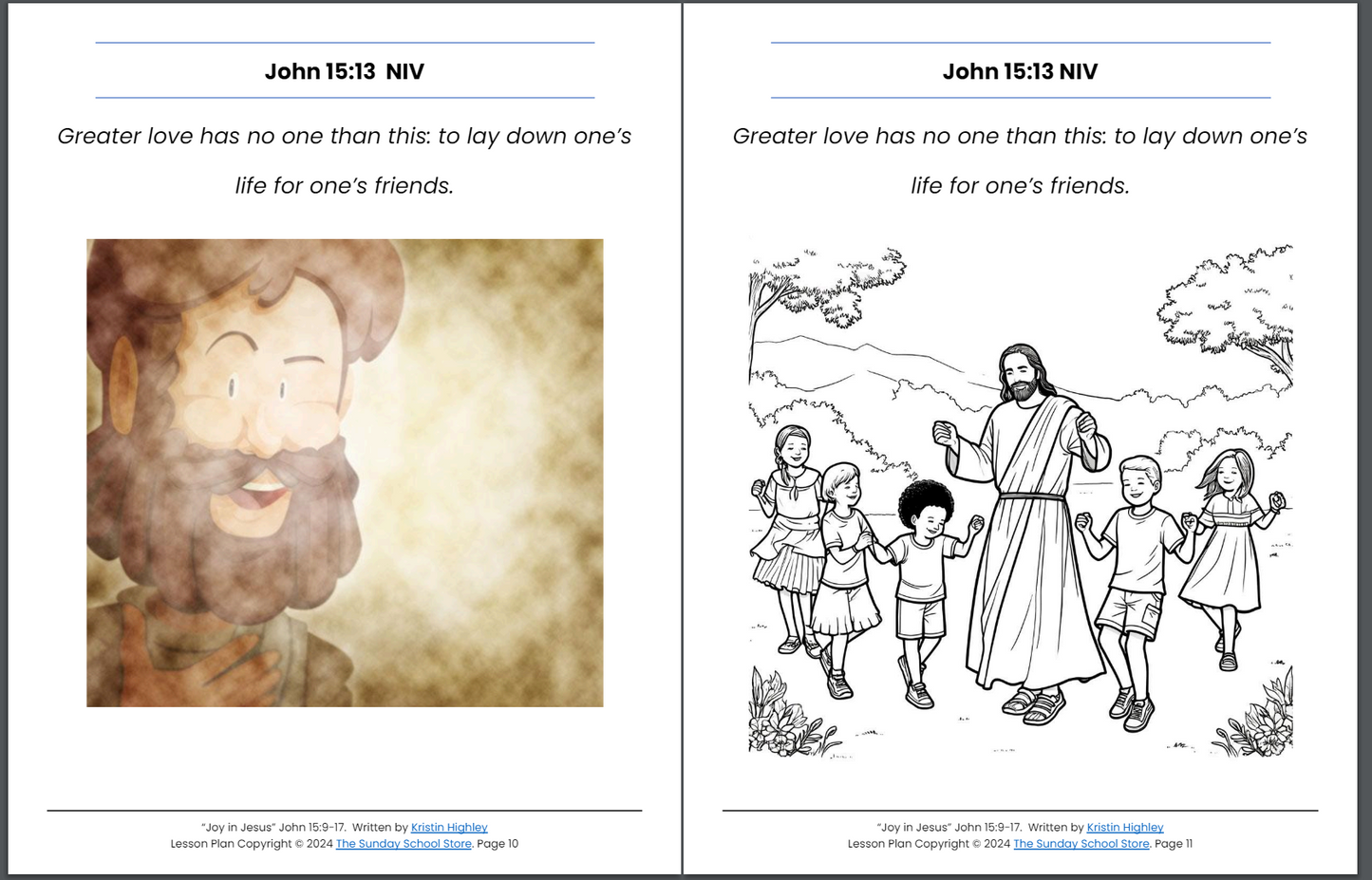 Joy in Jesus (John 15:9-17) Kids' Bible Lesson & Sunday School Activities PDF