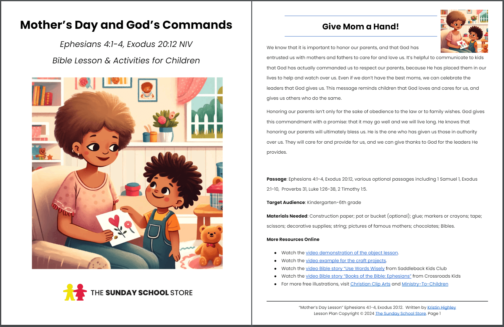 Mother s Day Sunday School Lesson Ephesians 4 1 4 Kids Bible Lesson mother-s-day-sunday-school-lesson-ephesians-4-1-4-kids-bible-lesson